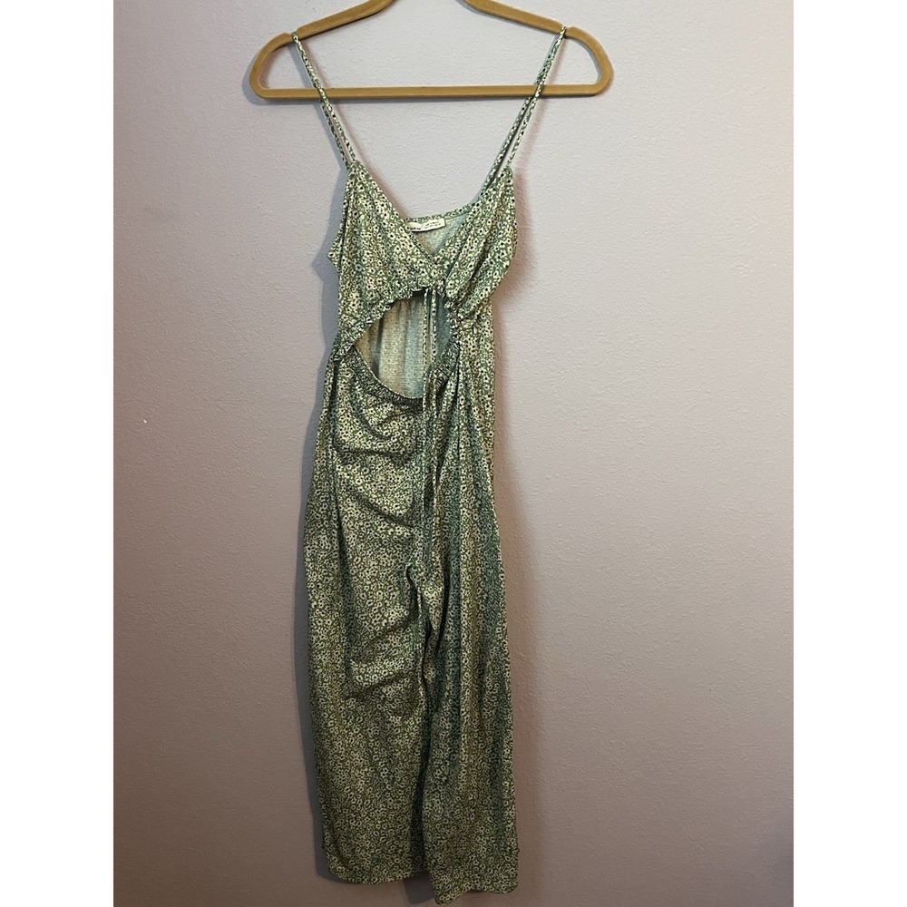 Pull & Bear Green Floral Cutout Jumpsuit Size XS